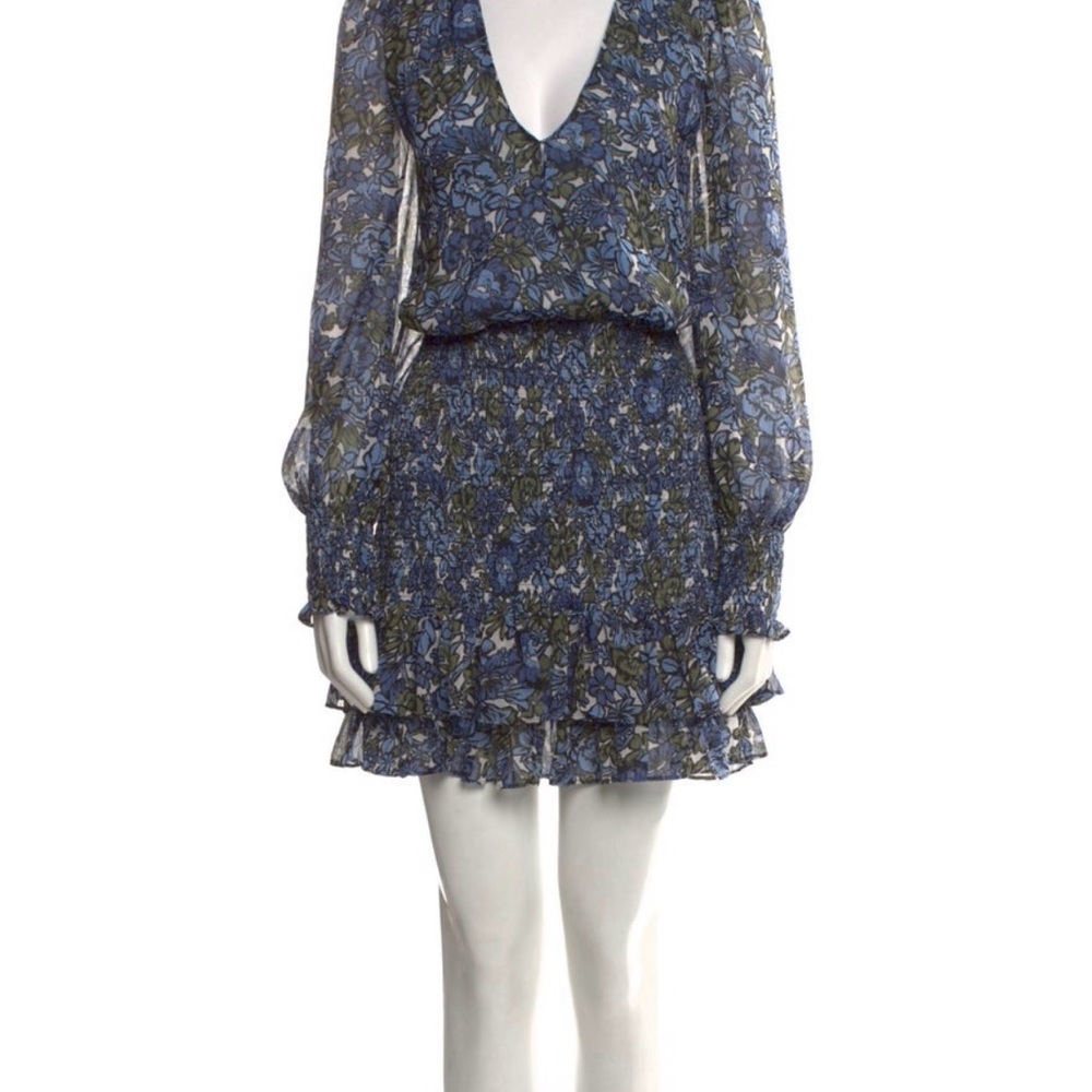 Veronica Beard Blue Floral Long Sleeve Dress